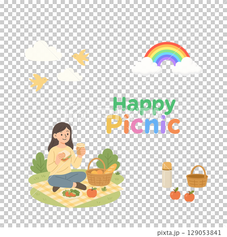 流行有趣的野餐套裝材料非常適合春夏季節 流行有趣的野餐套裝材料非常適合春夏季節 129053841