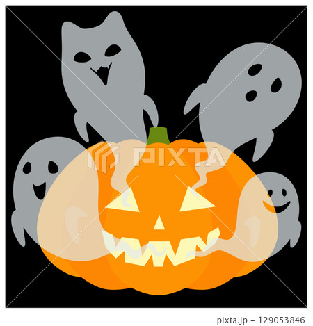 ハロウィン_かぼちゃとゴースト 129053846