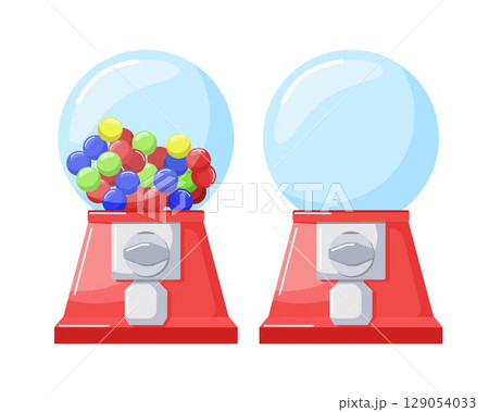 Gumball machines empty and filled vector illustration. Isolated on white background. 129054033
