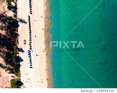 Top view Beach sand in summer season 129054110