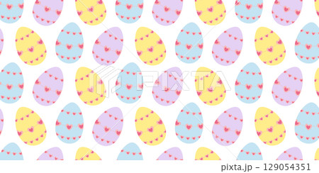 Easter Eggs with Heart Shape beads Seamless Pattern Banner Format Easter Thematic Background Idea 129054351