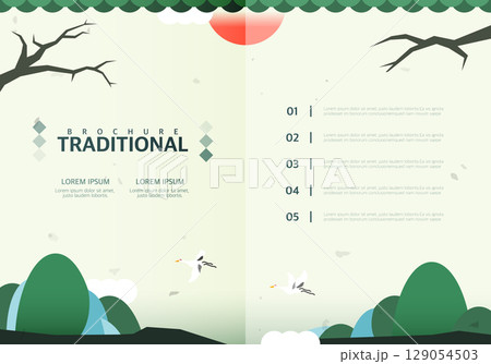 Korean Traditional Brochure Design Illustration Korean Traditional Brochure Design Illustration 129054503