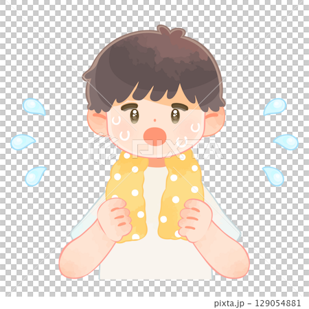 一個男孩大量出汗 129054881