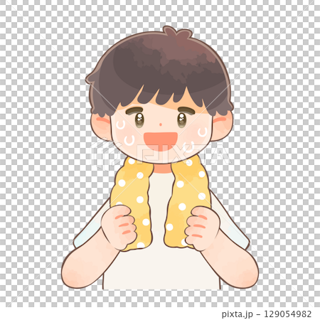 微笑的男孩健康地流汗 129054982