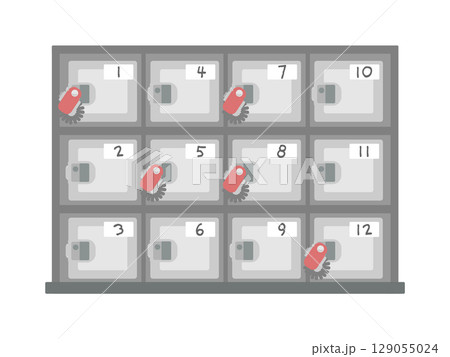 ロッカー　リストバンド　温泉　プール　銭湯　鍵　イラスト　 129055024