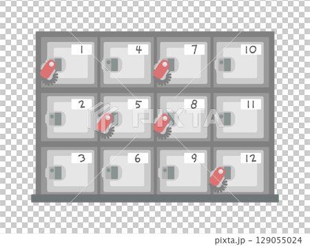 ロッカー　リストバンド　温泉　プール　銭湯　鍵　イラスト　 129055024
