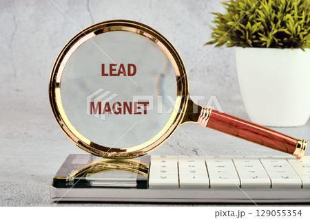 Conceptual text of the LEAD MAGNET, Lead generation concept. Lead customer and cultivation. Inbound marketing strategy Conceptual text of the LEAD MAGNET, Lead generation concept. Lead customer and cultivation. Inbound marketing strategy 129055354