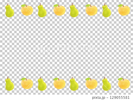 Watercolor pear and Japanese pear illustration frame 129055581