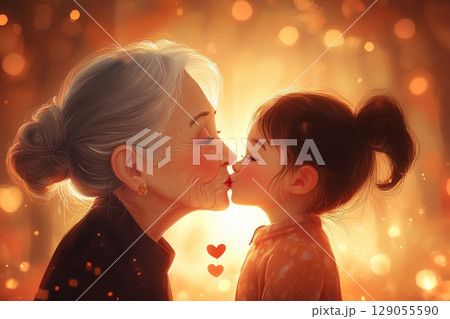 Heartwarming depiction of generational love, showcasing two people. 129055590