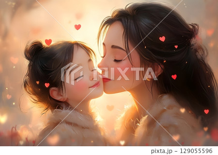 A heartwarming illustration depicting the tender bond between two people 129055596