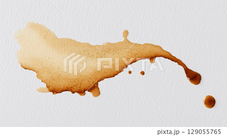 コーヒー飛沫ステイン 白背景汚れ素材 コーヒー飛沫ステイン 白背景汚れ素材 129055765