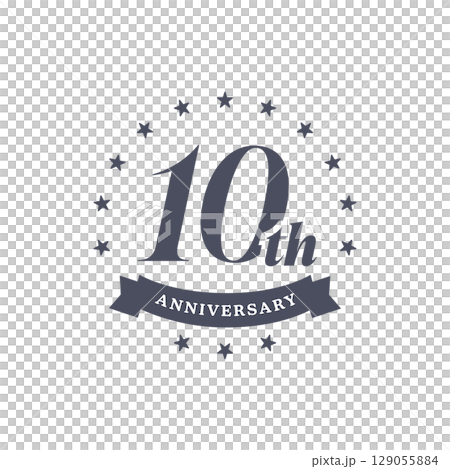10th anniversary icon (vector, monochrome) 10th anniversary icon (vector, monochrome) 129055884
