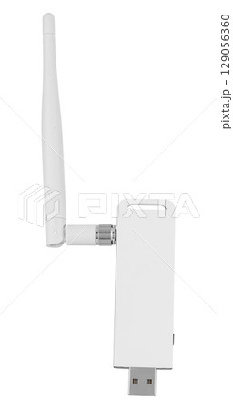 Modern Wi-Fi module with antenna, USB connection. Modern Wi-Fi module with antenna, USB connection. 129056360