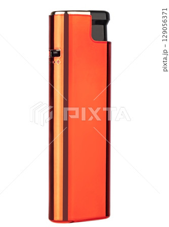 Classic lighter in red color, white insulated background. Classic lighter in red color, white insulated background. 129056371