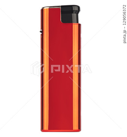 Classic lighter in red color, white insulated background. Classic lighter in red color, white insulated background. 129056372