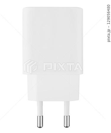 White power adapter, filmed isolated on a white background. White power adapter, filmed isolated on a white background. 129056480
