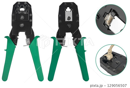 Professional pliers for crimping RJ45 connectors on twisted pair Professional pliers for crimping RJ45 connectors on twisted pair 129056507