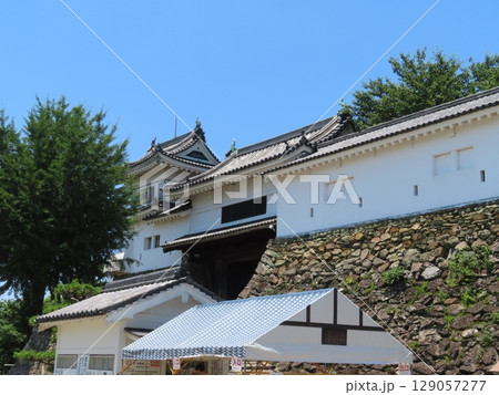 史跡和歌山城、虎伏山とらふすやまに立つ和歌山県のシンボル、紀州徳川家の居城、青空に白壁の城 史跡和歌山城、虎伏山とらふすやまに立つ和歌山県のシンボル、紀州徳川家の居城、青空に白壁の城 129057277