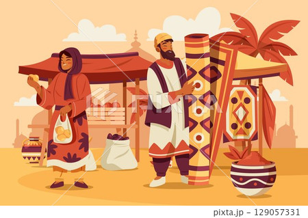 Middle Eastern Culture and Traditional Lifestyle Background 129057331