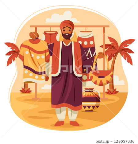 Modern Flat Composition of Middle East Life 129057336