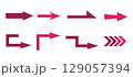 シンプルなレッドの矢印セット 129057394