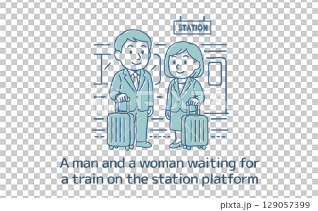 電車を待っている男性と女性 129057399