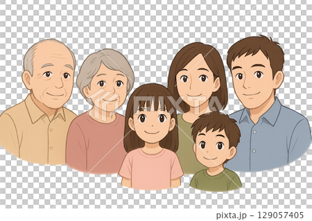 充滿笑容的三代家庭 充滿笑容的三代家庭 129057405