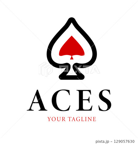 Modern Ace Spade Poker Logo with Red and Black Design Retro Vintage Design Illustration 129057630