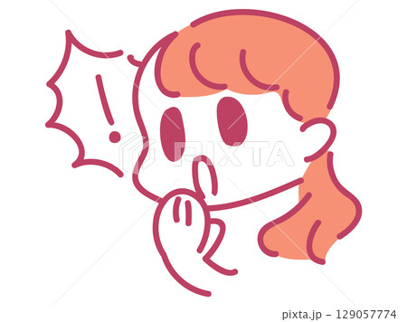 口元に手を当てた驚く女の子のイラスト 129057774