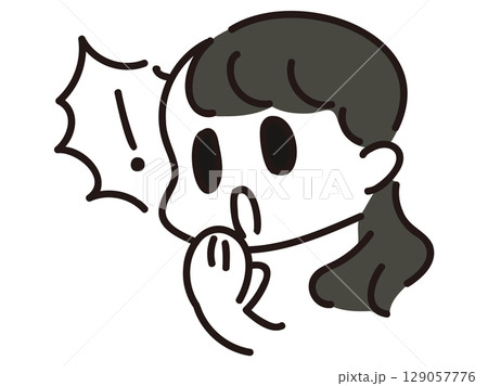 驚いた女の子の感情イラスト素材 驚いた女の子の感情イラスト素材 129057776