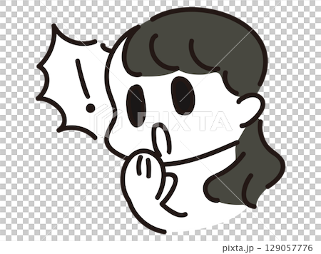 驚いた女の子の感情イラスト素材 驚いた女の子の感情イラスト素材 129057776