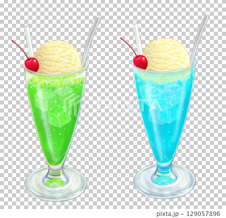 クリームソーダのイラストセット 129057896
