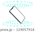 デジタル空間に浮かぶスマートフォンのイラスト 129057918