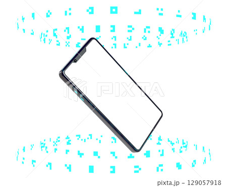 デジタル空間に浮かぶスマートフォンのイラスト デジタル空間に浮かぶスマートフォンのイラスト 129057918