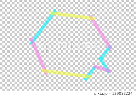 Colorful fluorescent tape style speech bubble frame Colorful fluorescent tape style speech bubble frame 129058224