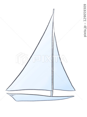 シンプルなヨットのイラスト 129059309