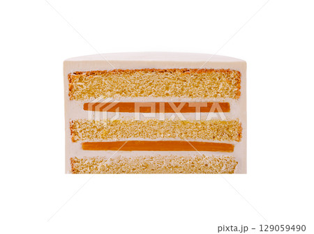 Delicious layered cake with smooth frosting and caramel filling on display Delicious layered cake with smooth frosting and caramel filling on display 129059490