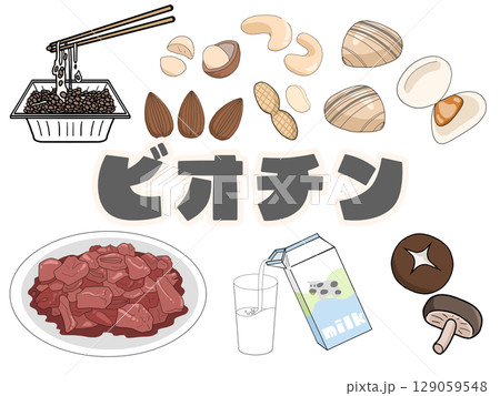 ビオチンのイメージイラスト(背景なし)(日本語) ビオチンのイメージイラスト(背景なし)(日本語) 129059548