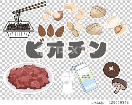 ビオチンのイメージイラスト(背景なし)(日本語) ビオチンのイメージイラスト(背景なし)(日本語) 129059548