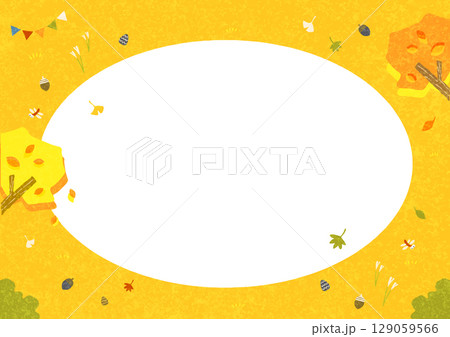 秋の公園のフレーム カラフルでお洒落な背景素材 秋の公園のフレーム カラフルでお洒落な背景素材 129059566