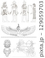 Set of contour ancient Egyptian frescoes 129059703