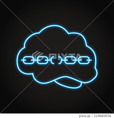 Aphasia disorder neon line icon Aphasia disorder neon line icon 129060056
