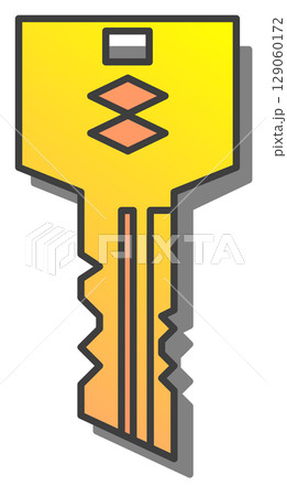 玄関や出入り口の鍵を閉めて防犯対策をするカギのイラスト 129060172