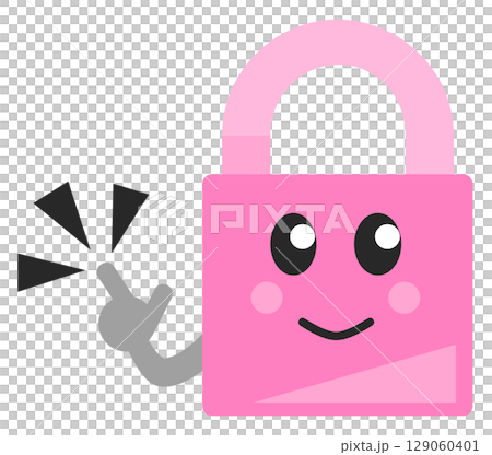 防犯やセキュリティ目的の南京錠の可愛いイラスト 129060401