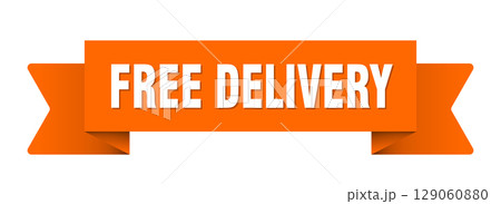free delivery ribbon isolated on transparent background. free delivery ribbon 129060880