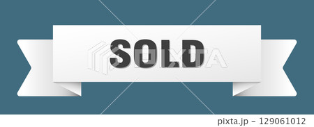 sold ribbon isolated on transparent background. sold ribbon 129061012