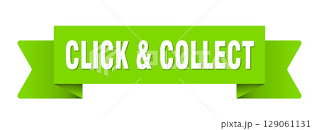 click & collect ribbon isolated on transparent background. click & collect ribbon 129061131