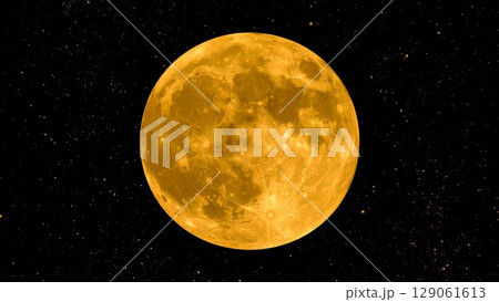 空に煌めく満月のイメージ 背景素材 16:9サイズ AI生成素材 129061613