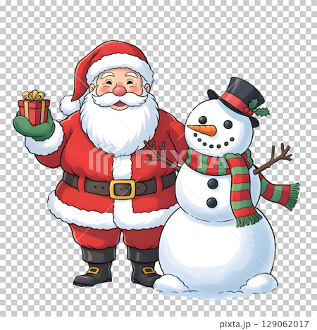 A anime-style cartoon Christmas costume, happy for Christmas. Transparent background. 129062017