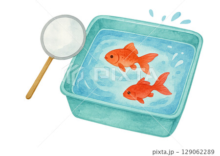 金魚鉢に金魚がいるイラスト 129062289